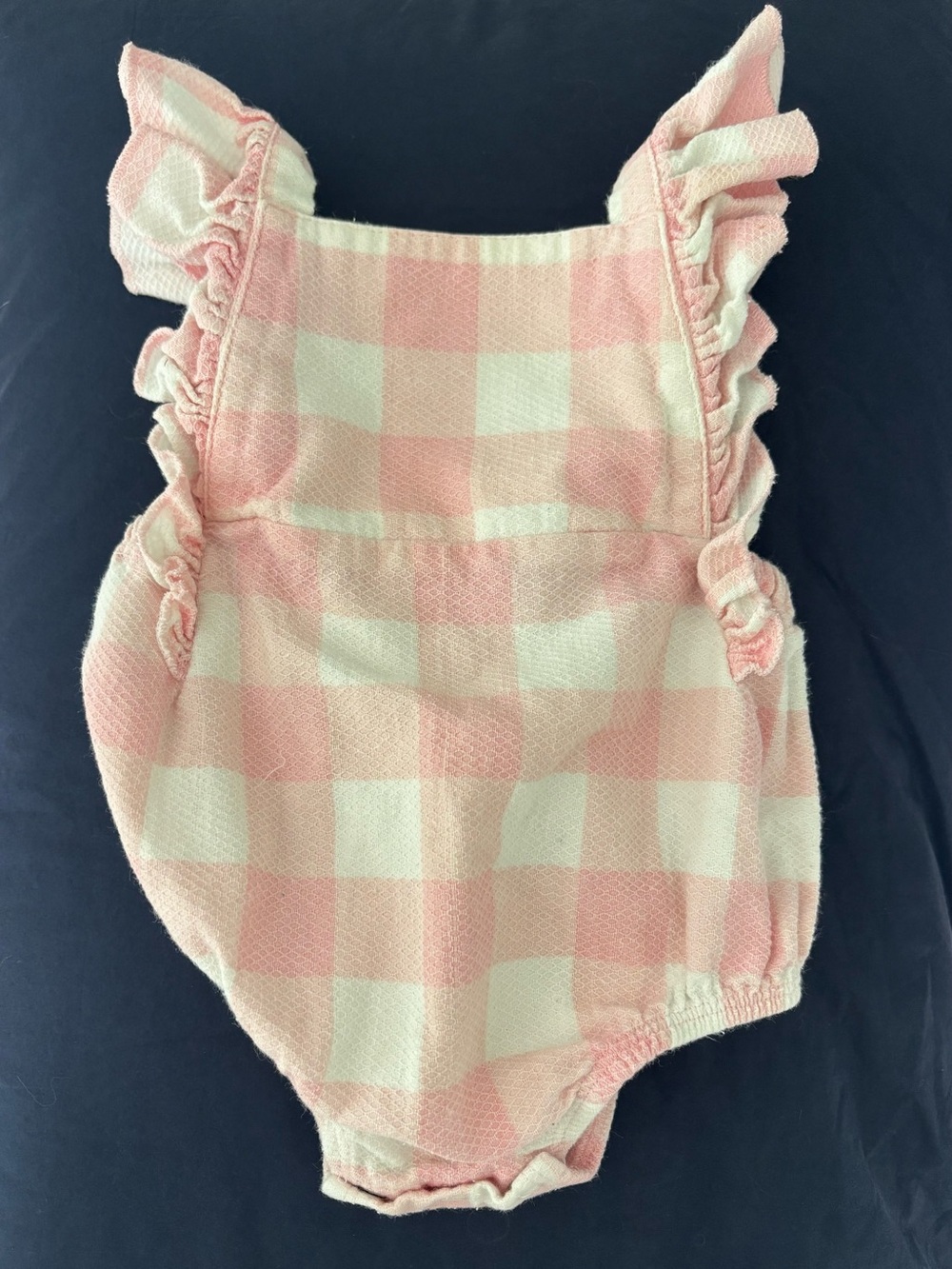 Mudpie Pink Gingham Ruffle Baby Romper - 6-9M